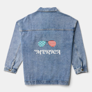 Merica Freedom Usa Patriotic Vintag Jeansjacke