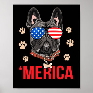 Merica French Bulldog Flag Frenchie Poster