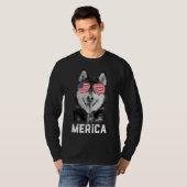 Merica Funny Siberian Husky Puppy Dog American Fl T-Shirt (Vorne ganz)