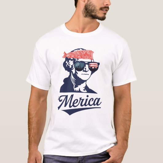 Merica George Washington Funny Patriotic T-Shirt (Vorderseite)