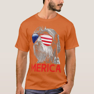 Merica German Drahthaar Pointer American Flag T-Shirt