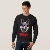 Merica German Shepherd American Flag Sonnenbrille  Sweatshirt (Vorne ganz)