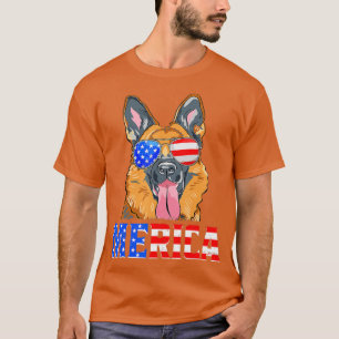 Merica German Shepherd Dog American Flag 4. JU T-Shirt