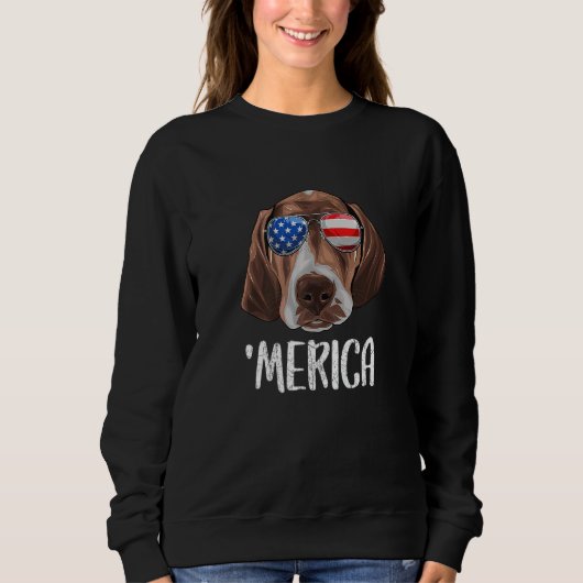 Merica German Shepherd Pointer Dog 4. Juli Sweatshirt (Vorderseite)
