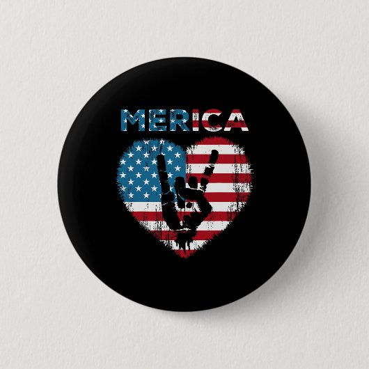 Merica Gesteinsschild 4. Juli Amerikanische Flagge Button (Vorderseite)