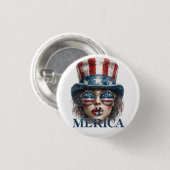 Merica Girl, Amerikanische Unabhängigkeitstag Glam Button (Vorne & Hinten)