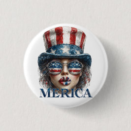 Merica Girl, Amerikanische Unabhängigkeitstag Glam Button
