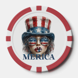 Merica Girl, Amerikanische Unabhängigkeitstag Glam Pokerchips