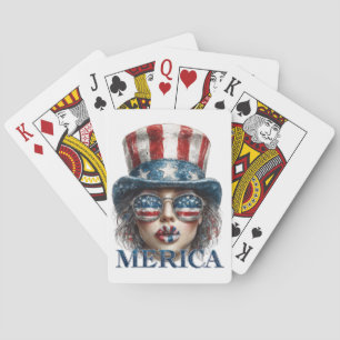 Merica Girl, Amerikanische Unabhängigkeitstag Glam Spielkarten