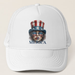 Merica Girl, Amerikanische Unabhängigkeitstag Glam Truckerkappe