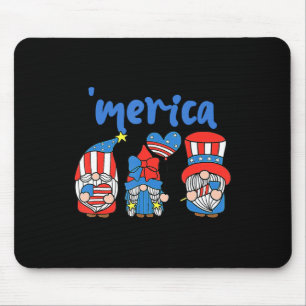 Merica Gnome USA-Flagge Feuerwerk Memorial Day 4.  Mousepad