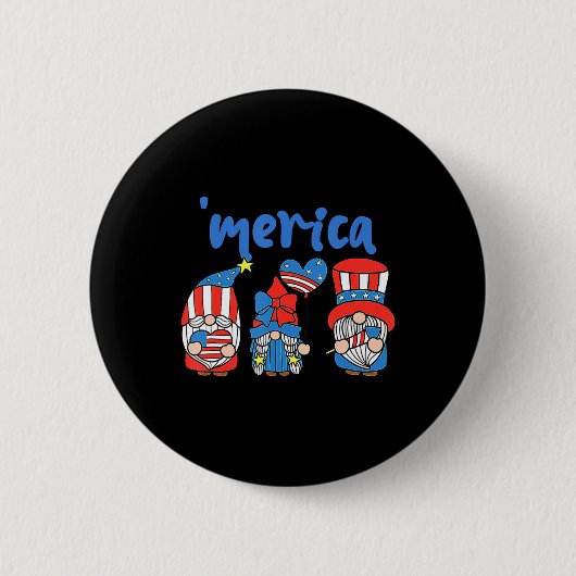 Merica Gnomes USA Flag Fireworks Memorial Day 4. Button (Vorderseite)