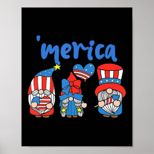 Merica Gnomes USA Flag Fireworks Memorial Day 4. Poster