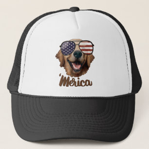 Merica Golden Retriever, 4. Juli, USA, Hunde Truckerkappe