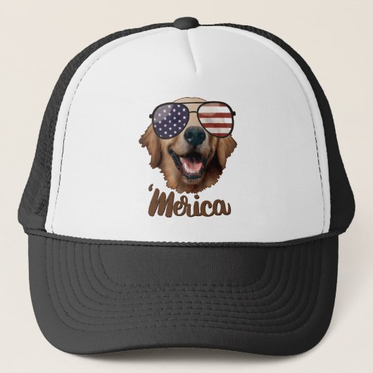 Merica Golden Retriever, 4. Juli, USA, Hunde Truckerkappe (Vorderseite)