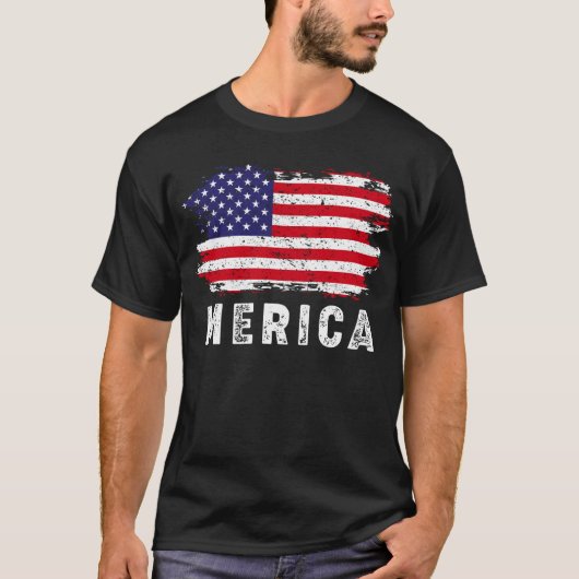 Merica Grunge Flag T-Shirt (Vorderseite)