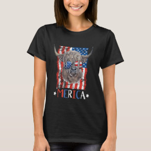 Merica Highland-Kuh 4. Juli Landwirtschaft Patriot T-Shirt