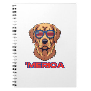 Merica Hund mit USA-Flagge-Sonnenbrille Patriotisc Notizblock