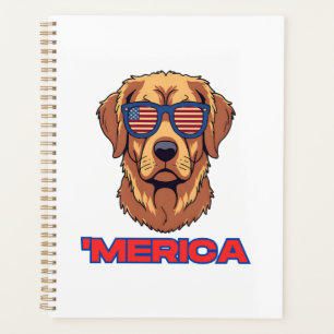 Merica Hund mit USA-Flagge-Sonnenbrille Patriotisc Planer