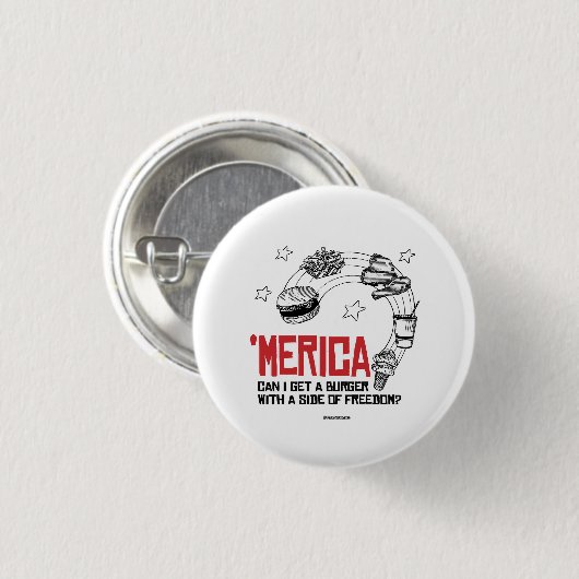 Merica - Kann ich einen Burger mit einer Freiheits Button (Vorne & Hinten)