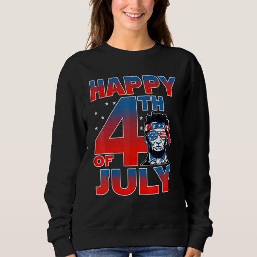 Merica Lincoln Unabhängigkeitstag am 4. Juli Sweatshirt (Vorderseite)
