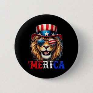 Merica Löwe Patriotischer 4. Juli Lustige Kinder M Button