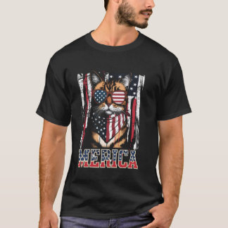 Merica Lustige Katze 4. Juli - Meowica US-Flagge P T-Shirt