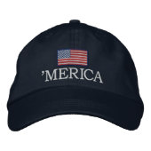 Merica mit US-Flagge Bestickte Baseballkappe (Vorderseite)