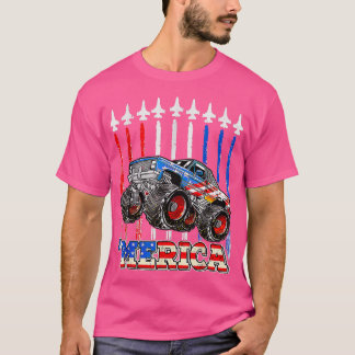 Merica Monster Truck Patriotic American Flag Juli T-Shirt