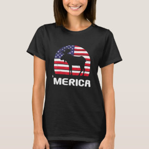 Merica Moose American Flag Usa Patriotic Independe T-Shirt
