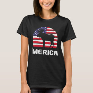 Merica Moose American Flag Usa Patriotic Independe T-Shirt