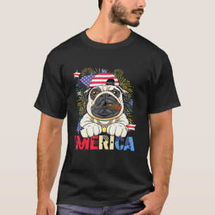 Merica Mopsus US-Flaggenmütze Feuerwerk 4. Juli Pa T-Shirt