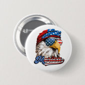 Merica Mullet Eagle, 4. Juli, Unabhängigkeitstag Button (Vorne & Hinten)