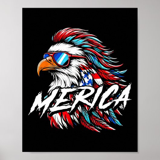 Merica Mullet Eagle Funny 4. Juli Poster (Vorne)