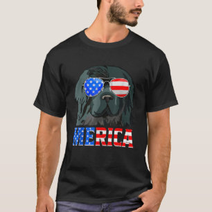 Merica Neufundland Hunde amerikanische Flagge 4. J T-Shirt