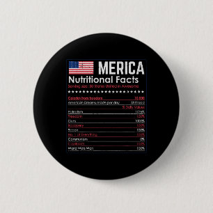Merica Nutrition Fact Funny America 4. Juli Pa Button