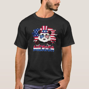 Merica Panda Bär mit US Flag Headband 4. Ju T-Shirt