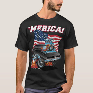 Merica Patriotic Classic Muscle Car mit USA Flag T-Shirt