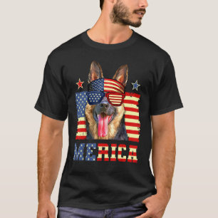 Merica Patriotic German Shepherd American Flag 4. T-Shirt