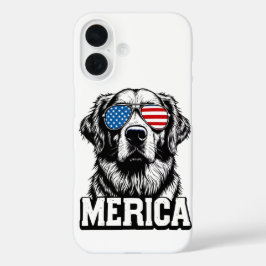 Merica - Patriotic Golden Retriever iPhone 16 Hülle