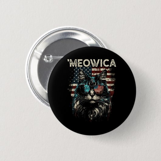 Merica Patriotic Maine Coon Cat Button (Vorne & Hinten)