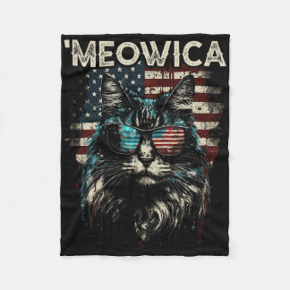 Merica Patriotic Maine Coon Cat Fleecedecke