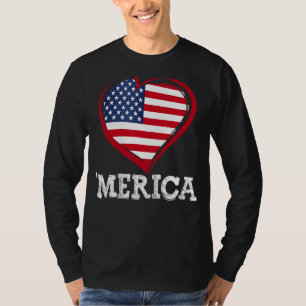 Merica Patriotic USA Flag Cooles Herz 4. Juli T-Shirt