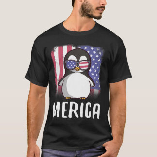 Merica Penguin USA Flag 4. Juli Niedlich T-Shirt