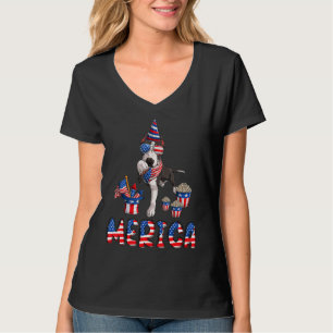 Merica Pitbull 4. Juli Amerikanische Flagge Pitbu T-Shirt