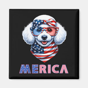 Merica Pudel Amerikanische Flagge Patriotisch 4. J Magnet