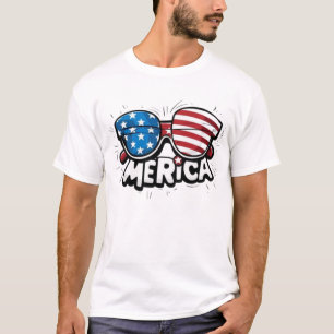"Merica Retro Sunglass mit amerikanischer Flagge T-Shirt