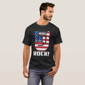 Merica Rock American Flag Patriotic 4. Juli T-Shirt (Vorne ganz)