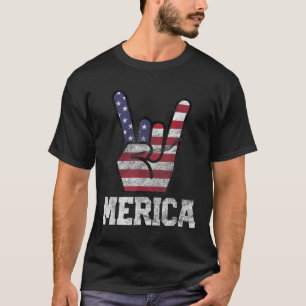 Merica Rock Sign 4. Juli Vintage amerikanische Fla T-Shirt
