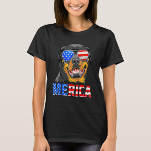 Merica Rottweiler Hund Amerikanische Flagge 4. Jul T-Shirt